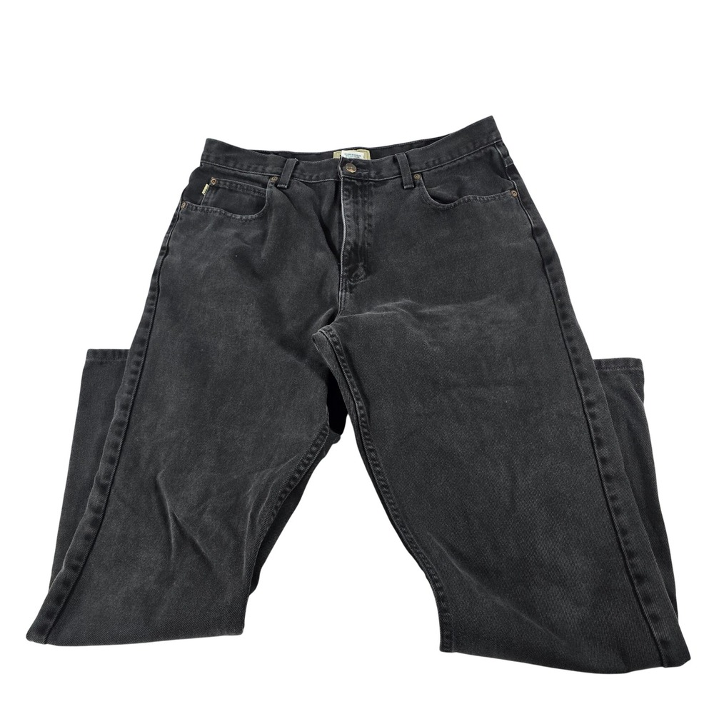 LL Bean Classic Fit Mens Black Denim Jeans 35x32 Straight Leg 100% Cotton 220626